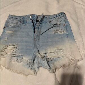 American Eagle Outfitters Light Blue Distressed Jean Shorts